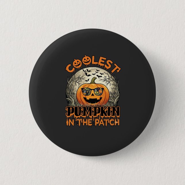 Kürbis-Patch-Halloween-Spooky-Sonnenbrille_ Button (Vorderseite)