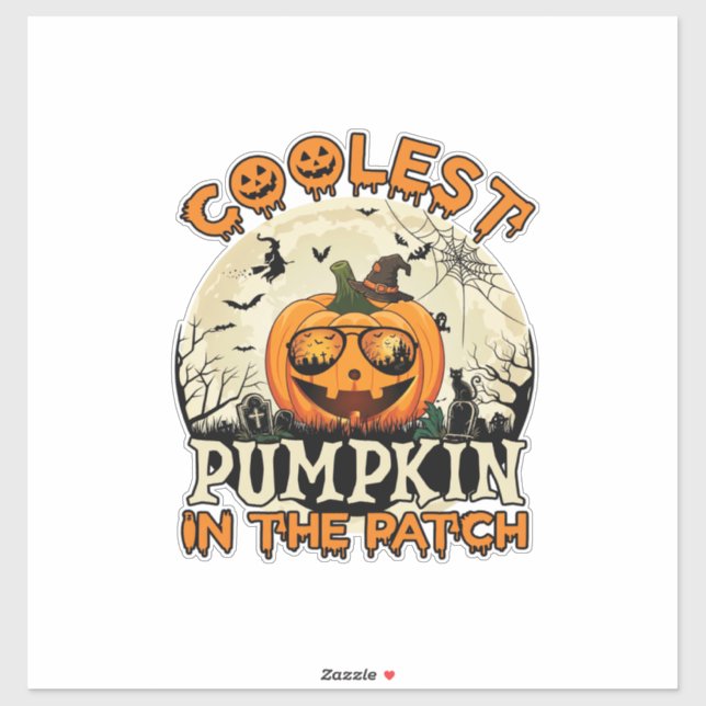 Kürbis-Patch-Sonnenbrille Hexenhut Halloween cool Aufkleber (Blatt)