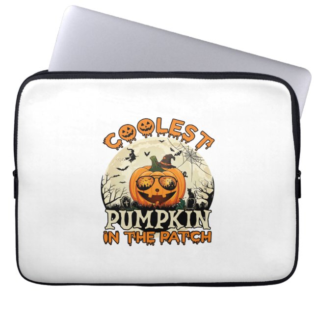 Kürbis-Patch-Sonnenbrille Hexenhut Halloween Laptopschutzhülle (Vorderseite)