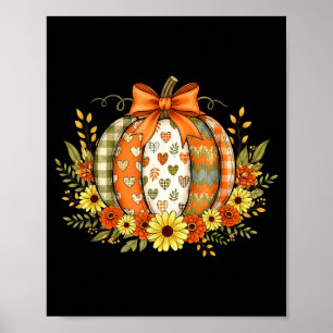Kürbis-Patchwork-Blume Thanksgiving Herbst Poster