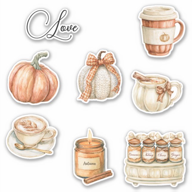 Kürbis-Pfirsich-Latte-Kerze   Aufkleber (Vorderseite)