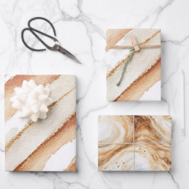 Kürbis Pfirsich Latte Wirbel Streifen Geburtstag Geschenkpapier Set