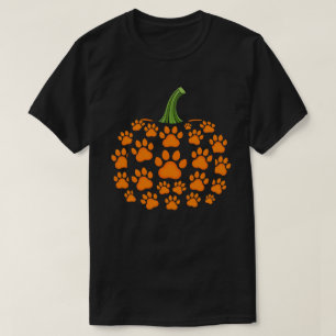 Kürbis-Pfotenabdruck-Halloween-Süßer-Hundeliebhabe T-Shirt