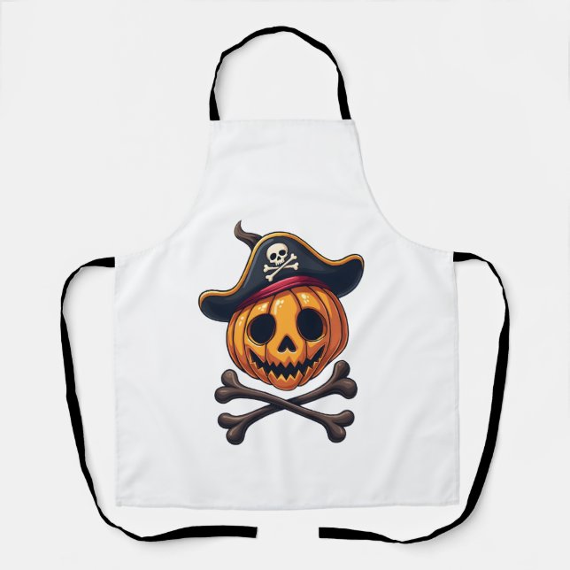 Kürbis Pirat � Halloween Schädel Shirt Schürze (Vorderseite)