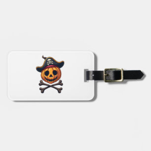 Kürbis-Pirat � Halloween-Totenkopf-Shirt Gepäckanhänger