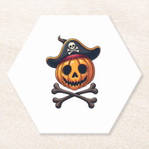 Kürbis-Pirat � Halloween-Totenkopf-Shirt Untersetzer