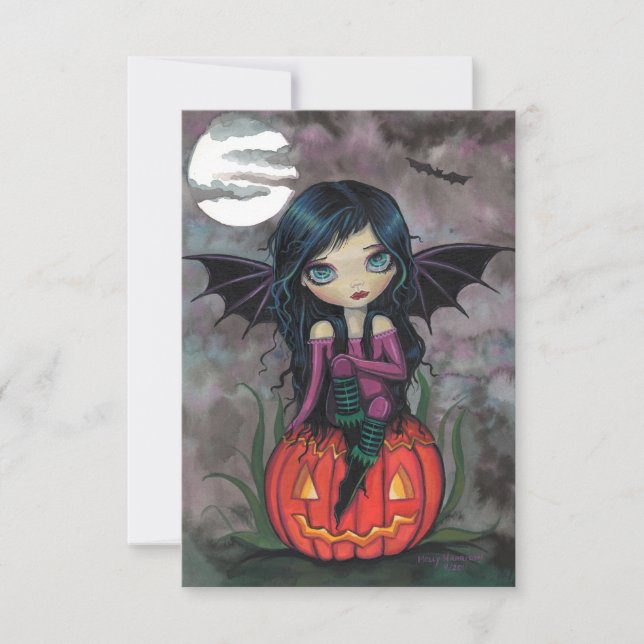 Kürbis Pixie Halloween Postkarte (Vorderseite)