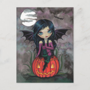 Kürbis-PIxie-Halloween-Postkarte Postkarte