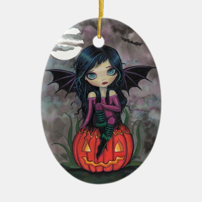 Kürbis Pixie Süßer Vampir Halloween Schmuckanhänge Keramik Ornament (Vorne)