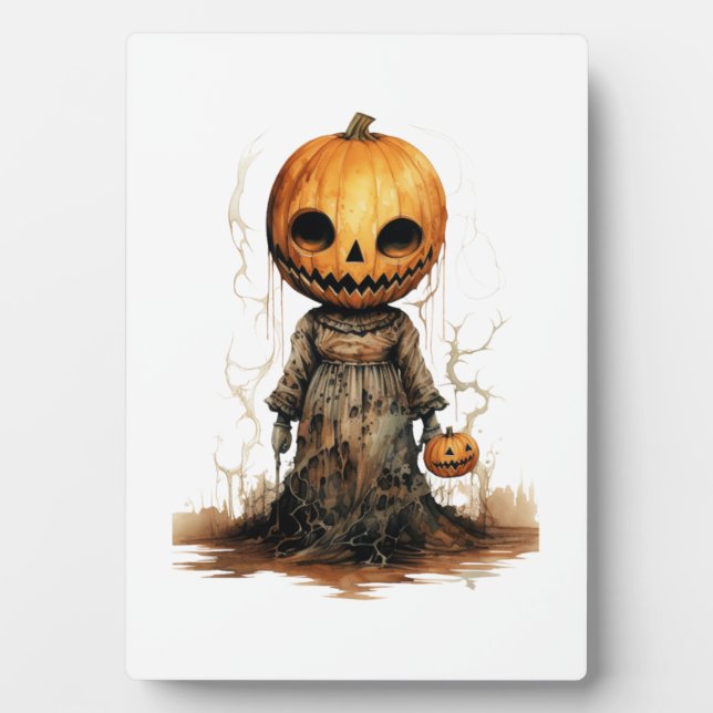 Kürbis-Puppe-Halloween-Aufkleber Fotoplatte (Vorderseite)