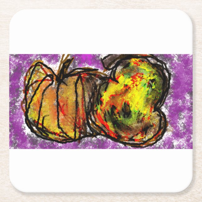 Kürbis Rechteckiger Pappuntersetzer (Vorderseite)