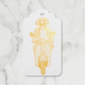 Kürbis-Reiter auf Mint-Scooter Geschenkanhänger
