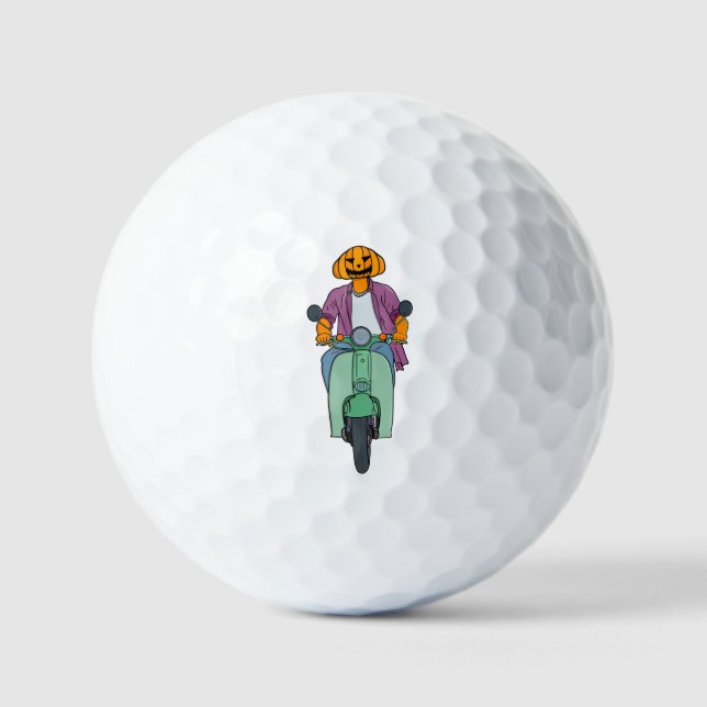 Kürbis-Reiter auf Mint-Scooter Golfball (Vorderseite)