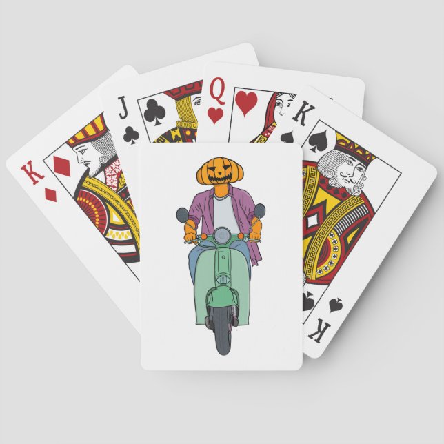 Kürbis-Reiter auf Mint-Scooter Spielkarten (Rückseite)