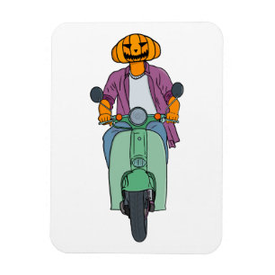 Kürbis-Reiter auf Minz-Scooter Magnet