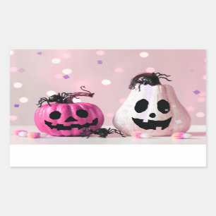 Kürbis Rosa Glitter Halloween Rechteckiger Aufkleber