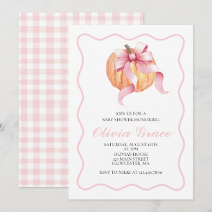 Kürbis Rosa Schleife Kariert Baby Shower Einladung