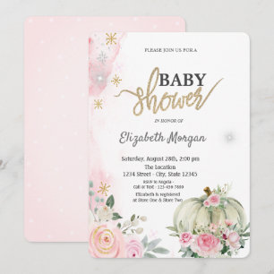 Kürbis Rosen Polka Punkte, Schneeflocken Babyparty Einladung