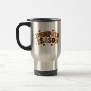 Kürbis-Saison Herbst Florale Plaid-Typografie Reisebecher