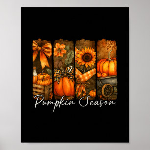 Kürbis-Saison Herbstlaub Coquette-Schleife Dankesc Poster