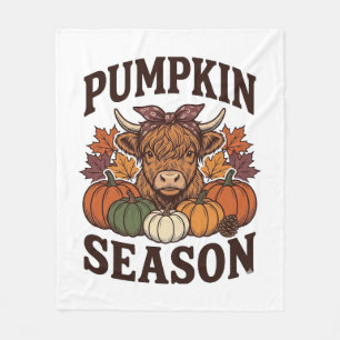 Kürbis-Saison Highland-Kuh Vintage Herbst-Shirt_1 Fleecedecke