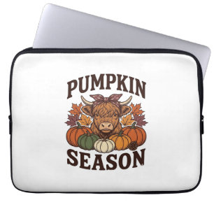 Kürbis-Saison Highland-Kuh Vintage-Herbst-Shirt_1 Laptopschutzhülle