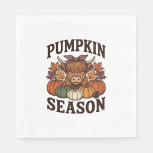Kürbis-Saison Highland-Kuh Vintage-Herbst-Shirt_1 Serviette