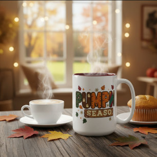 Kürbis-Saison Rustikaler Herbst Gemütliches Ernted Zweifarbige Tasse