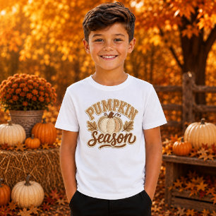 Kürbis-Saison Vintage-Varsity-Patch-Design Unisex T-Shirt