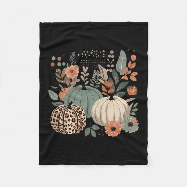 Kürbis-Saison Wildblume Erntedankfest Herbst Fleecedecke (Vorderseite)