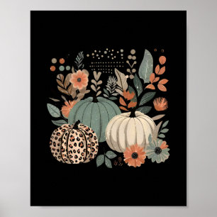 Kürbis-Saison Wildblume Erntedankfest Herbst Poster