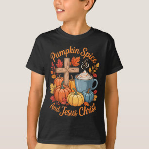 Kürbis Sce und Jesus Christus Lustiger Herbst chri T-Shirt
