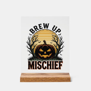 Kürbis-Schabernack-Shirt Vintage-Halloween-Grafik_ Acrylschild