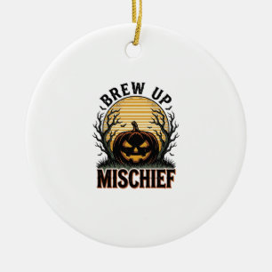 Kürbis-Schabernack-Shirt Vintage-Halloween-Grafik_ Keramik Ornament