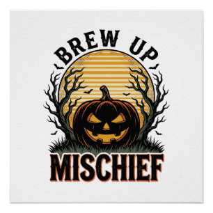 Kürbis-Schabernack-Shirt Vintage-Halloween-Grafik_ Poster