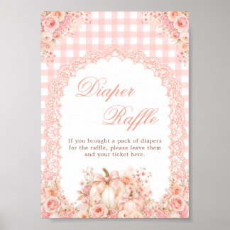 Kürbis-Schleife-Blumen-Windeltaschen-Raffle-Tischs Poster