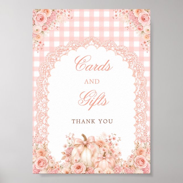 Kürbis-Schleife-Blumenkarten & Geschenke-Tischschi Poster (Vorne)