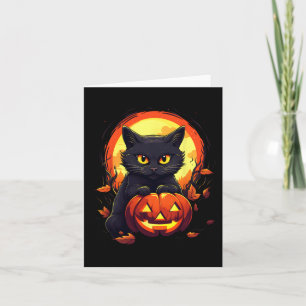 Kürbis-Schwarze-Katze-Halloween-Vintage-Kostüm für Karte
