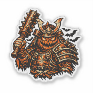Kürbis-Shogun — Halloween-Samurai-Krieger Vintage Aufkleber