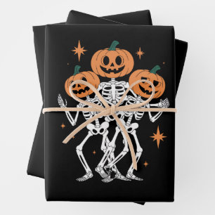 Kürbis-Skelett-Halloween-Kürbis-gruselige Saison  Geschenkpapier Set