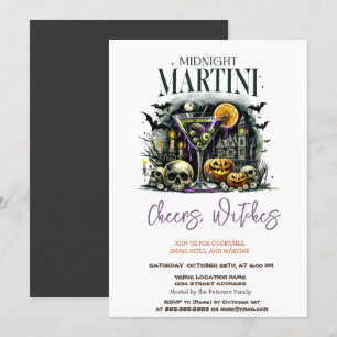Kürbis Skelett Martini Halloween-Party Einladung