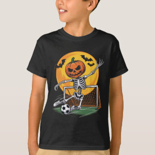 Kürbis-Skelett-Torhüter-Fußball-Halloween-Grusel-S T-Shirt