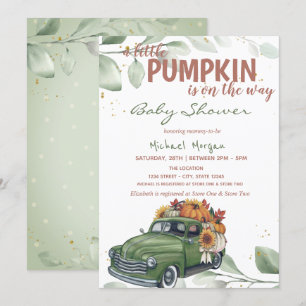 Kürbis Sonnenblume Lastwagen Babyparty Einladung