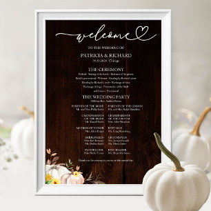 Kürbis-Sonnenblumen-Herbst-Hochzeitsprogramm-Schil Poster