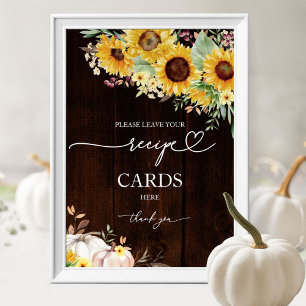 Kürbis-Sonnenblumen-Hochzeitsdusche-Rezeptkarte-Sc Poster
