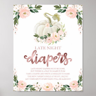 Kürbis-Spät-Nacht-Windeln-Baby-Party-Spiel-Schild Poster