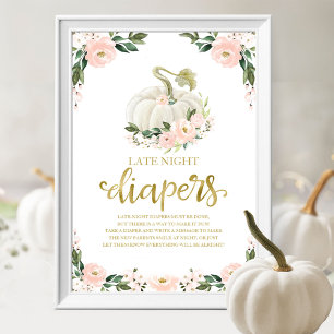 Kürbis-Spät-Nacht-Windeln-Baby-Party-Spiel-Schild Poster