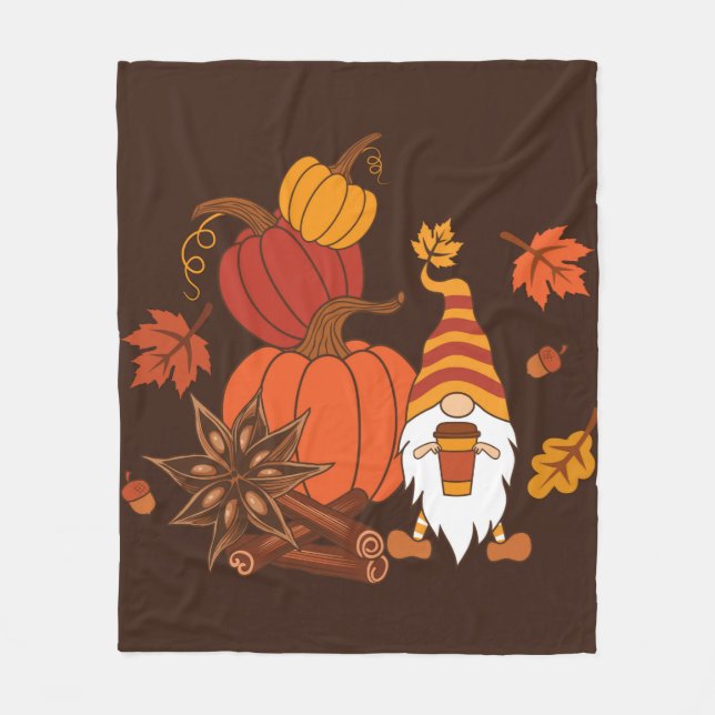 Kürbis, Sternanis, Zimtsticks, Herbstsprung Fleecedecke (Vorderseite)