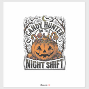 Kürbis-Süßigkeiten-Eimer Vintage-Halloween-Gravur  Aufkleber