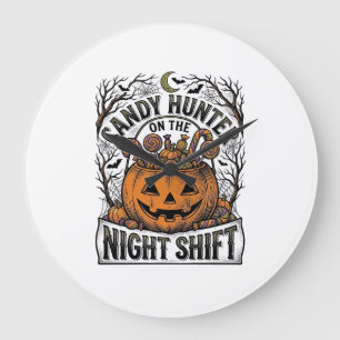 Kürbis-Süßigkeiten-Eimer Vintage-Halloween-Gravur  Große Wanduhr